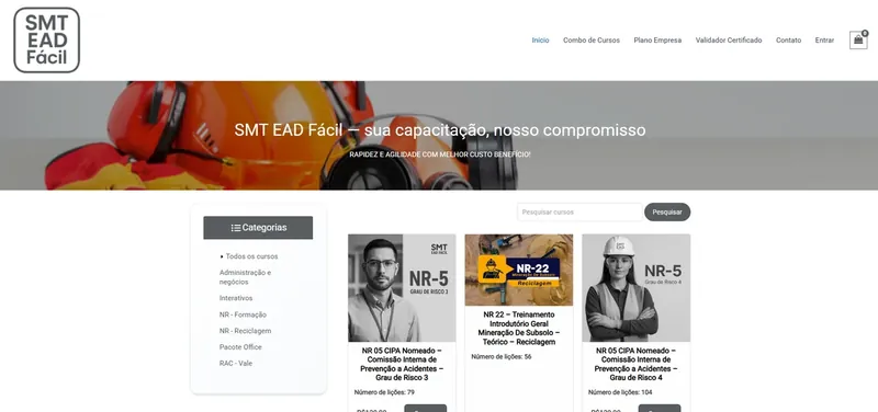 Catálogo de cursos do SMT EAD Fácil